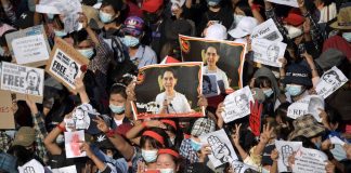 Myanmar police use rubber bullets on protesters after violating ban
